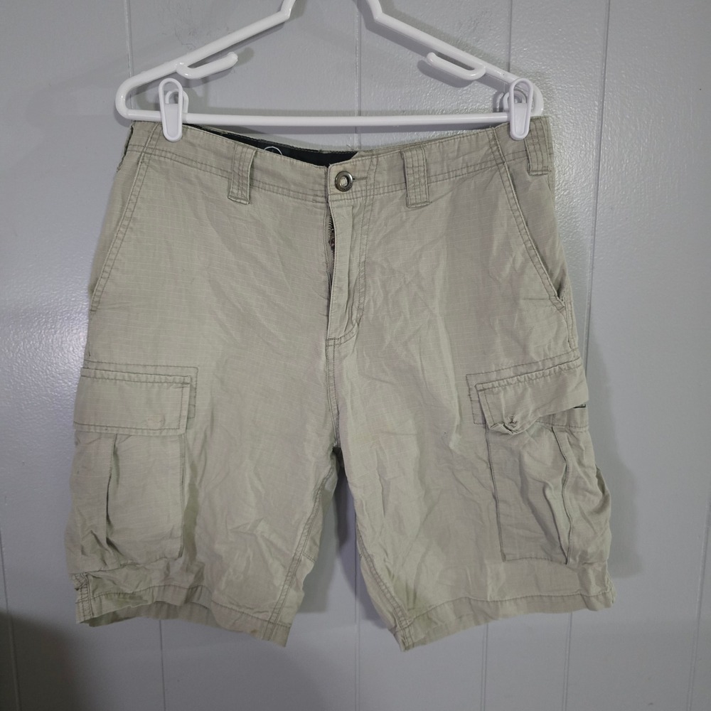 Volcom Cargo Shorts Mens‎ 33 Tan Khaki Ripstop Skater Utility Pockets